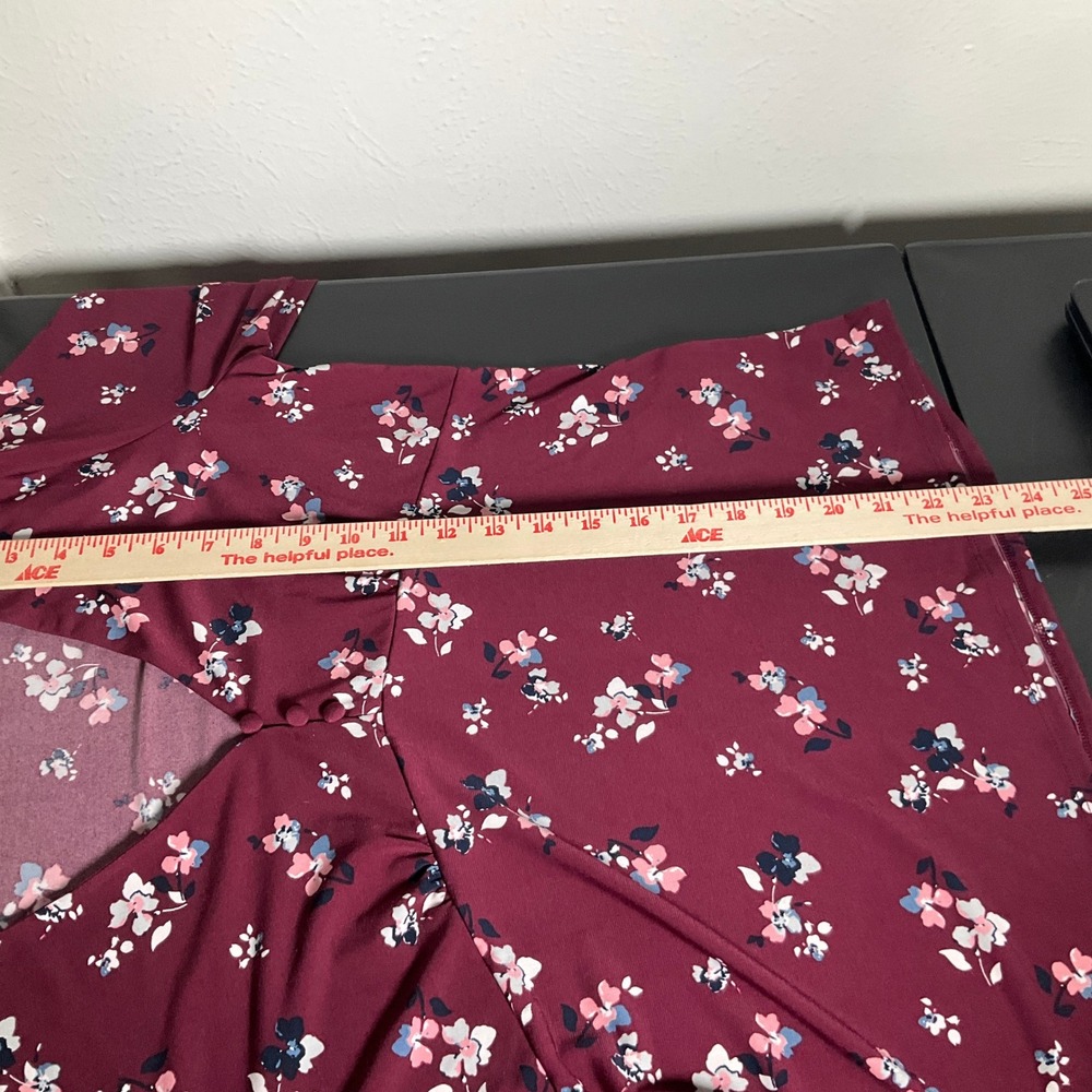 Banana Republic Top Floral Long Sleeve‎ Blouse Babydoll Burgundy Womens Sz S - Picture 7 of 8